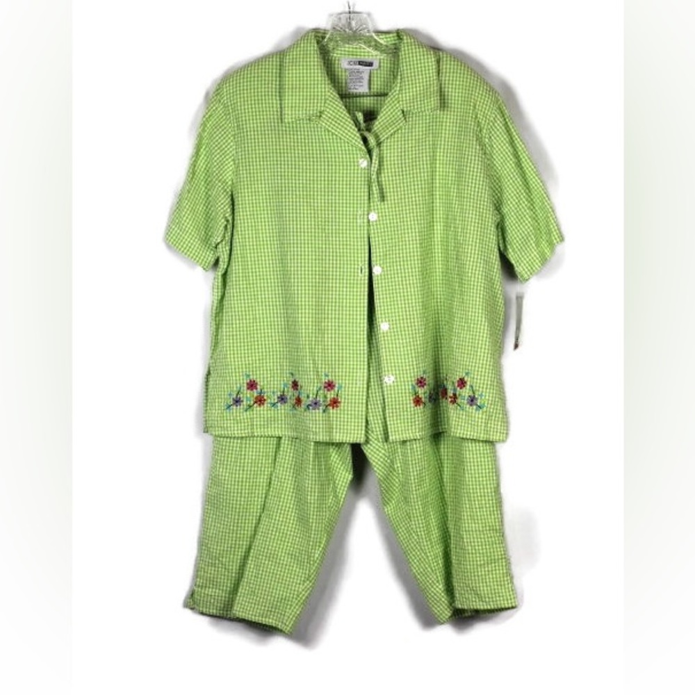 CM Shapes Check Pants Set of 2 Embroidered